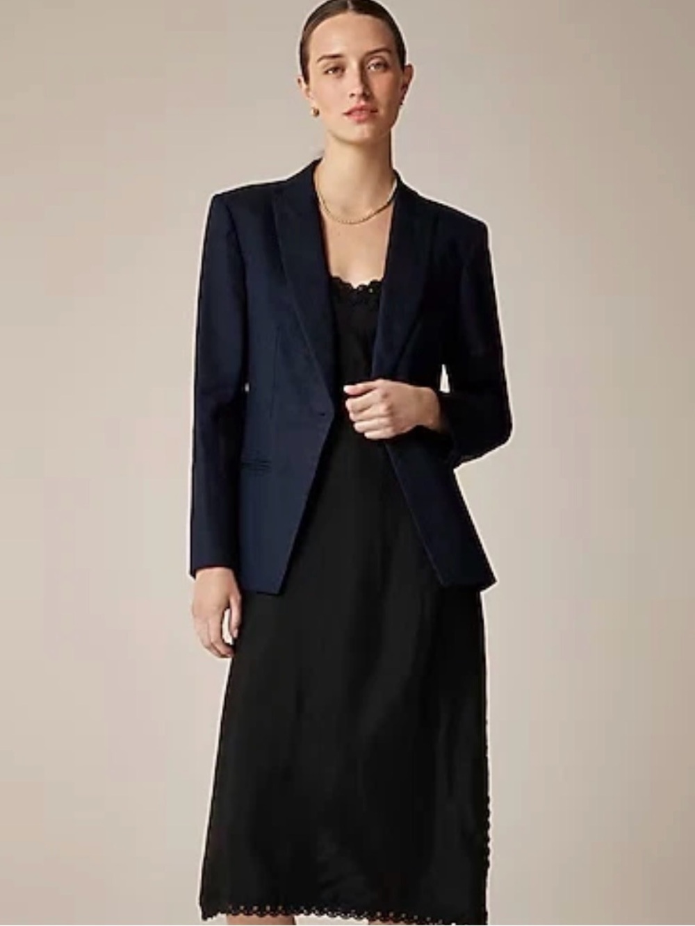 NWT J.Crew Helena Wool Blend Flannel
Blazer Navy Size l6